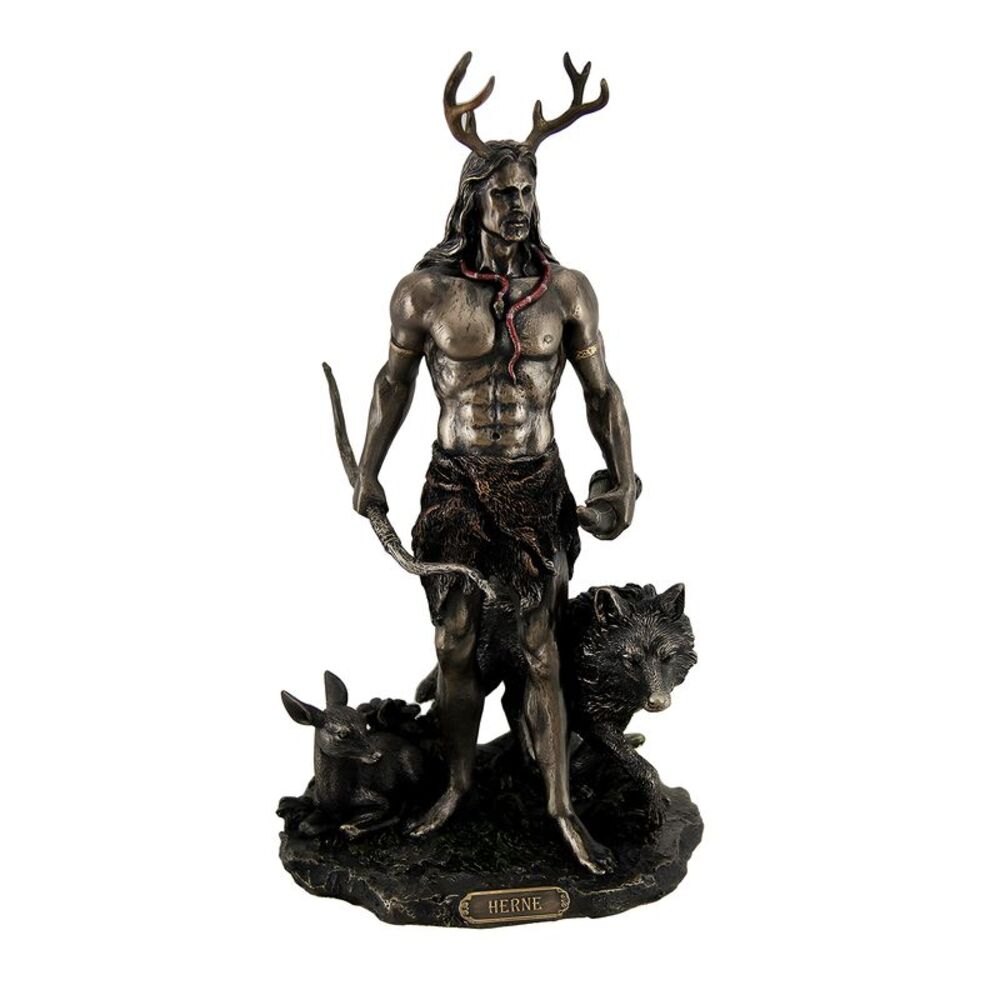 Herne the Spirit Hunter of Windsor Forest Standing With Deer and Wolf